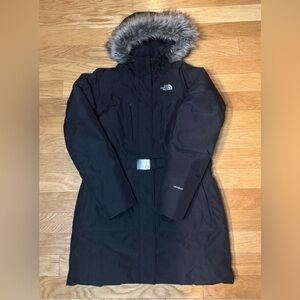 North Face Women's Black HyVent Insulated Parka Coat w/ Detachable Faux Fur